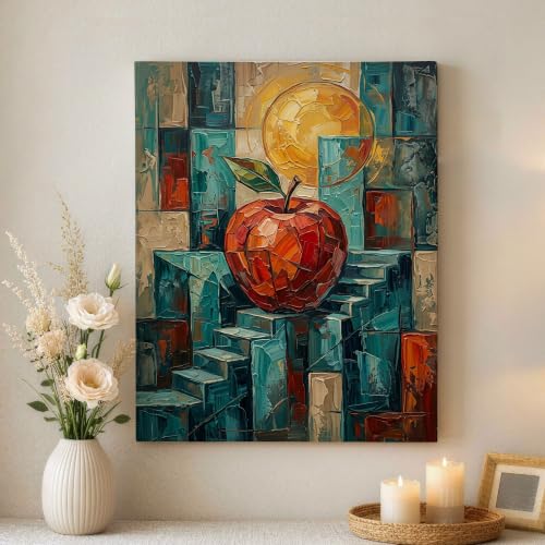Lienzo decorativo de escaleras de sol, una pintura de pared roja con diseño abstracto exclusivo