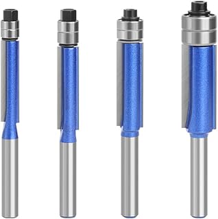 Saipor 2023 New 1/4 Shank Flush Trim Router Bit Set Double Top Bearings Flush Trim Bit Carbide Tipped Flush Cut Router Bits for Woodworking Trimming