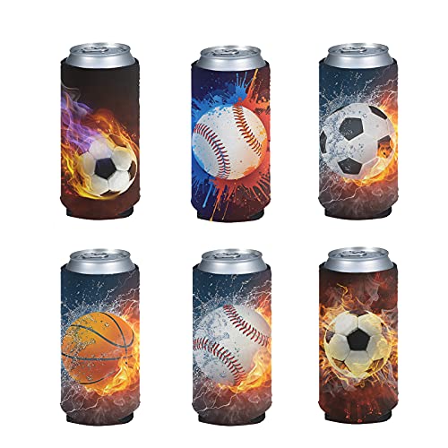 Kuiaobaty Estilo deportivo puede manga béisbol, impresión de fútbol delgada, funda de lata de cerveza reversible premium, para fiestas decorativas Cover