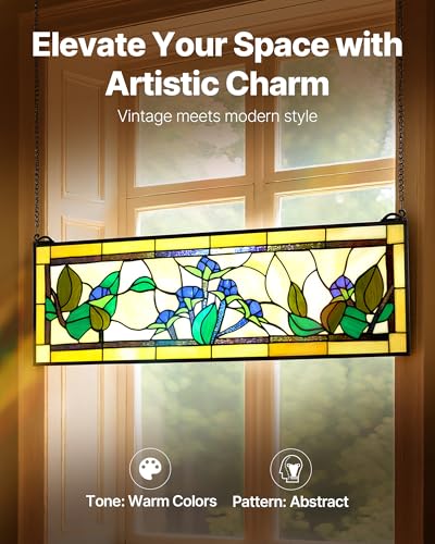 image for VEVOR Stained Glass Window Panel, 32.0