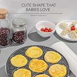 ZPRMMN Smiley Face Pancake Pan, Pancake Frying Pan Non Stick, 7 Holes Mini Pancake Maker for Kids, Crepe Pan 26cm - Image 5
