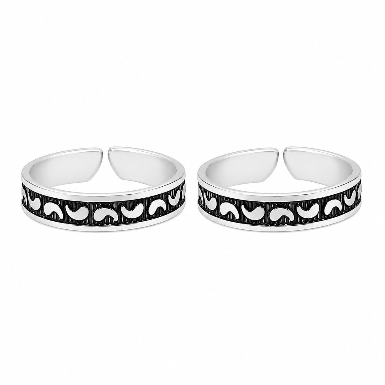 sahiba gems 925 Sterling Silver Adjustable Toe Rings for Women | Antique Cut Work Band Bichiya | Pair of 2 | Lightweight & Skin Friendly-picture-6