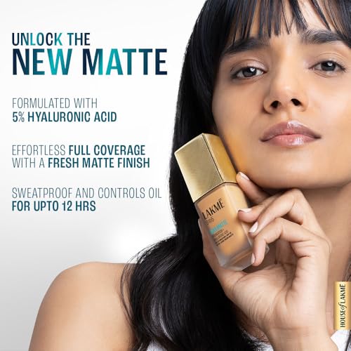 Image of Lakme 9to5 Hya Matte Foundation + Hyaluronic Acid Warm Light - 25ml