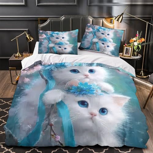Housse de couette chatons microfibre fermeture éclair pour en finir avec les corvées
