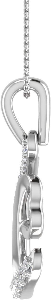 FINEROCK Diamond Initial Letter Pendant Necklace in 14K White Gold (with Silver Chain) - IGI Certified