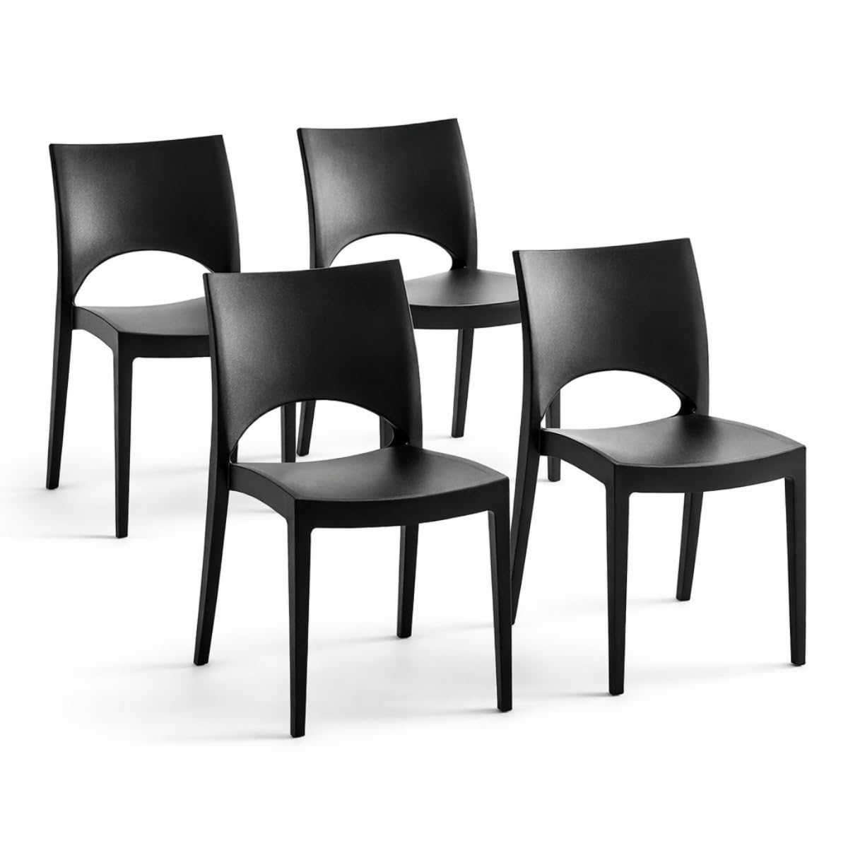 Chaise de jardin plastique résistante Tomaino anti-UV noire