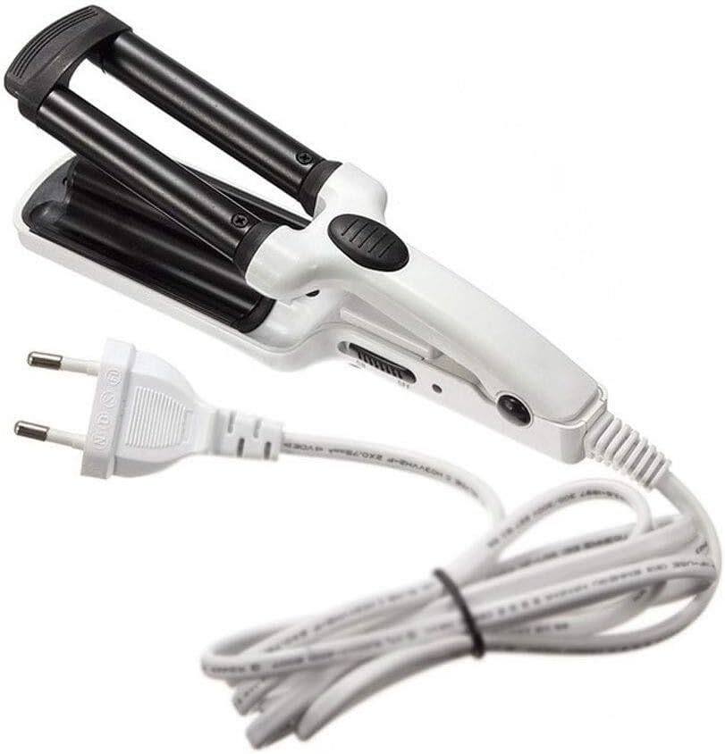 3-Barrel Ceramic Hair Curler, Crimper Curling Iron Tong, Waving Wand Roller, Beauty Personal Care Appliance, Salon Tools (Color: Rose Red/White)