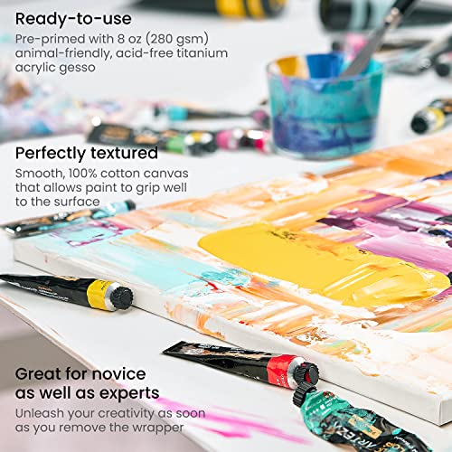 Arteza Paint Canvases For Painting, Pack Of 8, 12 X 12 Inches, Square White Stretched Canvas Bulk, 100% Cotton, 8 Oz Gesso-Primed, Art Supplies For Adults And Teens, Acrylic Pouring And Oil Painting #TOP2