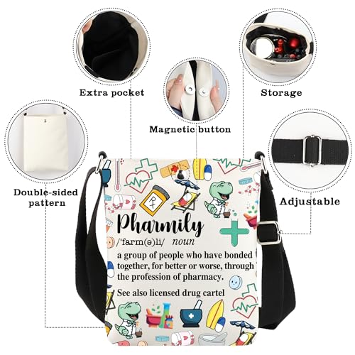 CMNIM Pharmacy Tech Gifts Funny Pharmily Crossbody Bag Pharmacist Pharmacology Shoulder Purse Pharmacy Student Grad Gifts3