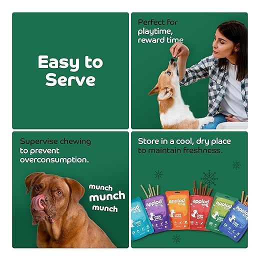 Image of Soft Spinach & Chicken Chew Sticks for Puppies, Adult & Senior Dogs | Healthy Easy-to-Digest Training Treats | Soft & Chewy Veggie Dog Snacks | Pack of 5 | 70g x 5