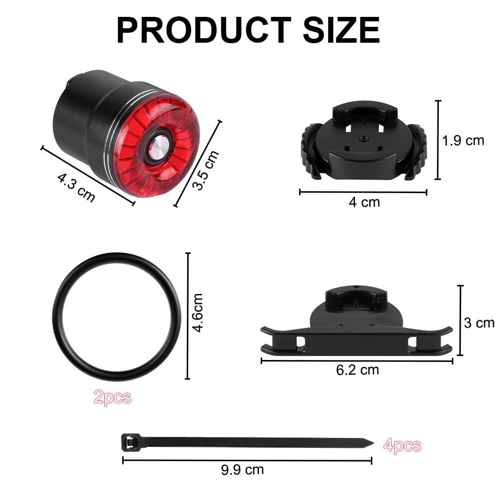 LED Bicycle Rear Light, USB-C Rechargeable Waterproof Bicycle Light for MTB and Road Bike - 2