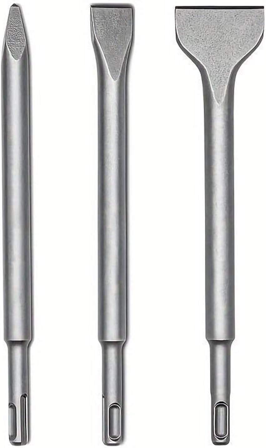 3pcs SDS Plus Chisel Set, Flat Head Chisel, Pointed Chisel, Peel Chisel, Hammer Drill Tool Set for Tile Masonry Concrete MASO