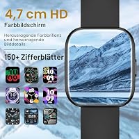 2026 Smartwatch Herren Damen, 1,85" HD-Touchscreen Smart Watch mit Telefonfunktion, 112+ Sportmodi Fitness Tracker, IP68 Wasserdicht Sportuhr mit Pulsmesser Schrittzähler für iOS Android, Schwarz Uhr – Ansicht 3