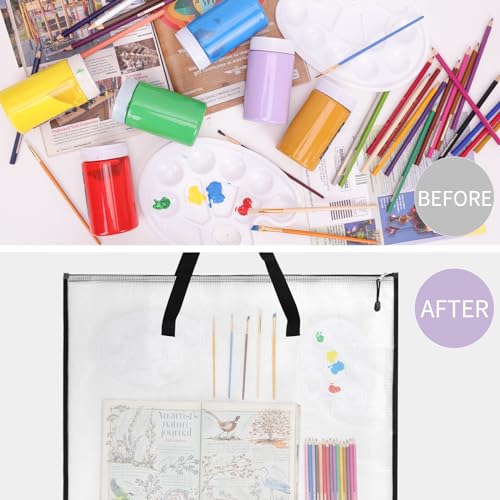 Image of EOOUT 2 Pack 18.5x24.8 Inches Art Portfolio Case, Portfolio Folder for Artwork, Posters Storage Bag with Zipper and Handle Mesh Folder Organizers for Poster, Scrapbook, Keepsake and Bulletin Board