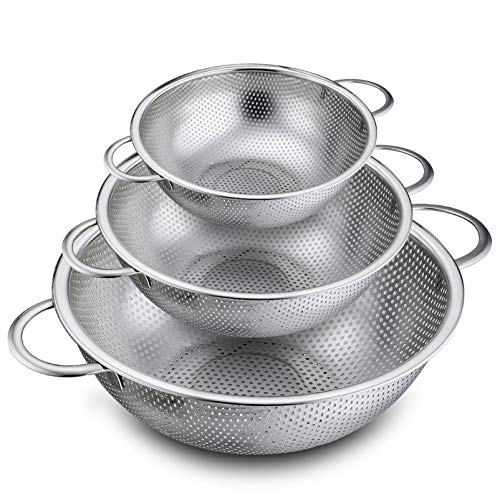P&P CHEF Stainless Steel Colander, 3 Pcs Colanders Strainer, 1 +3 +5Qt by P&P CHEF - Used condition - CA$26.89