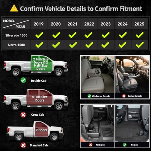 OEDRO Floor Mats Fit for 2019-2026 for Chevy Silverado/GMC Sierra 1500, 2020-2026 2500HD 3500HD, Double Cab with 1st Bench Seats, NO Rear Underseat Storage Box, All Weather TPE Floor Liner Set by OEDRO - Used condition - Image 2