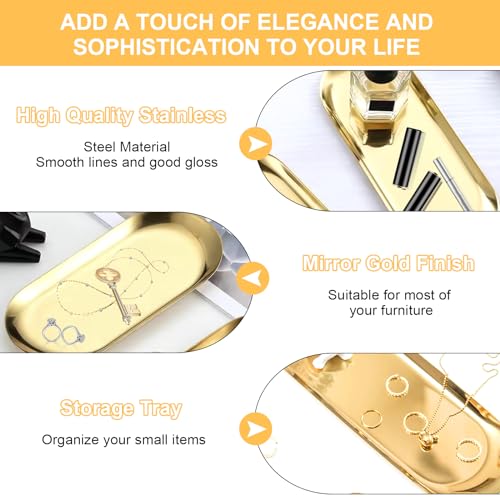 2 Stück Dekotablett Tablett Gold Serviertablett Edelstahl Dekoschale Spiegeltablett für Dessert Kosmetik Schmuck Kerzen