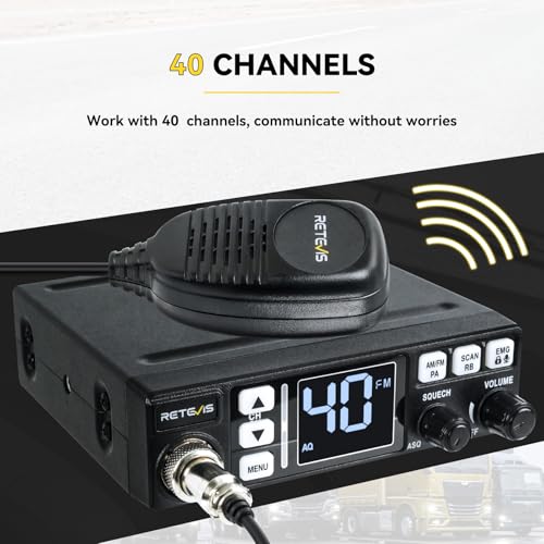 Retevis MB63 CB Radio Complete Kit, AM/FM with Antenna, Mobile Transceiver with ANL, PA Function, VOX, EMG CH9/19, for Off-Road and Self-Driving Tour Fleet(1Pcs, Black) - Image 7