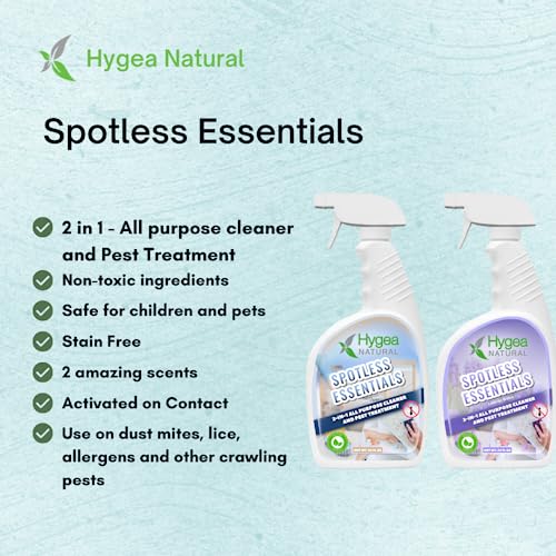 Hygea Natural Spotless Essentials 2-In-1 Lice Spray Treatment & All Purpose Cleaner Laundry Fresh (24Oz) + Disposable Coveralls Full Body Protective Clothing Suit With Hood (Large) Bundle thumb #1