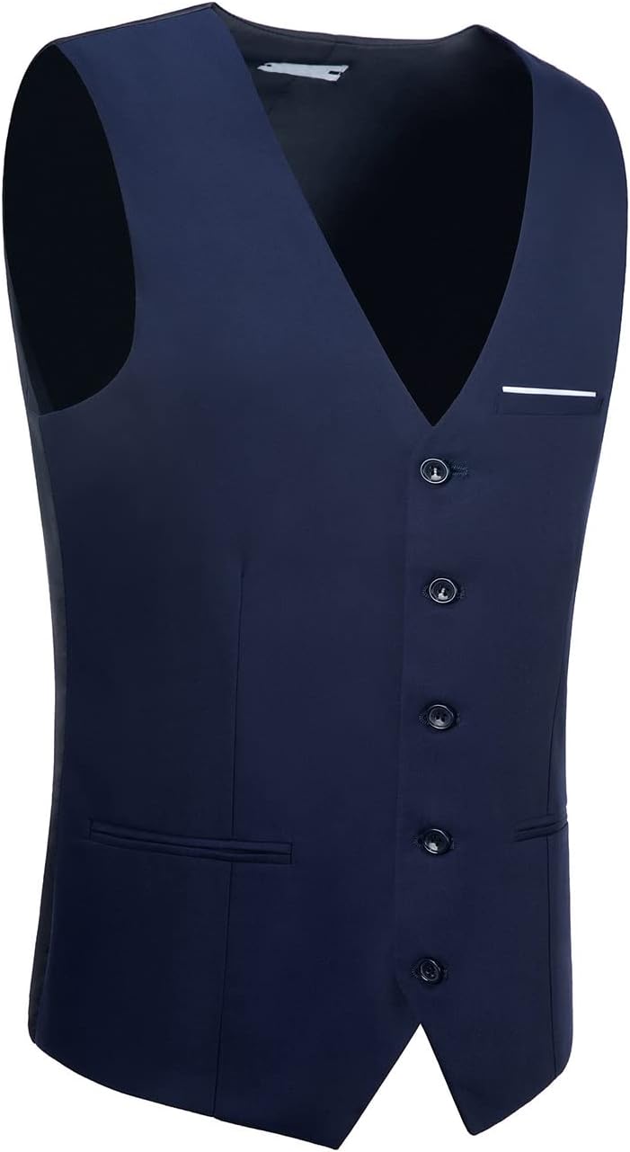Men's Suits Vest V-Neck Sleeveless Slim Fit Jacket Groomman Casual Suit Vests for Wedding Formal Party Tuxedo for Men - Image 3