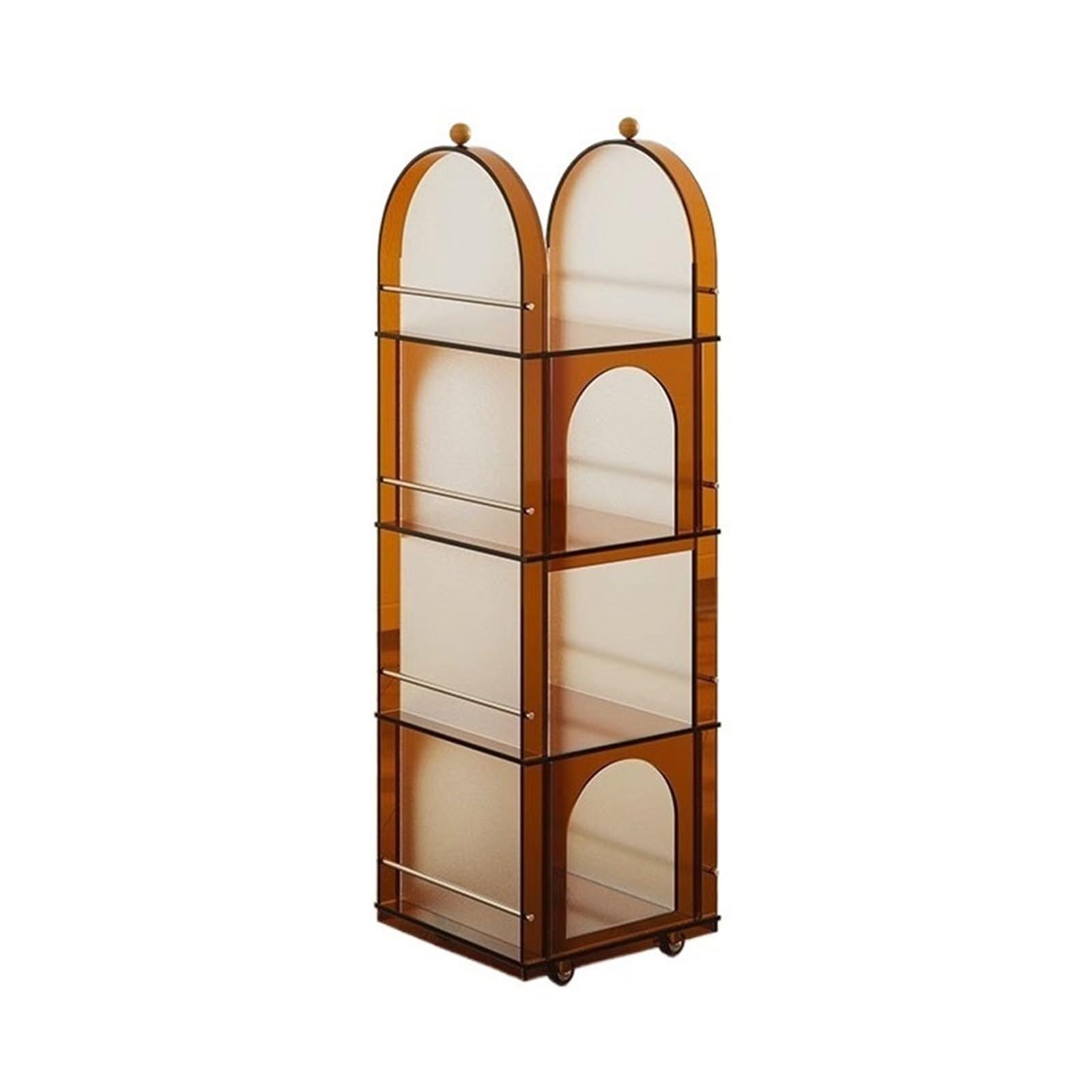 Xumh2024-3 cd storage Movable Vertical CD Record Albums Rack Acrylic Magazine with Caster Wheel Storage Shelving