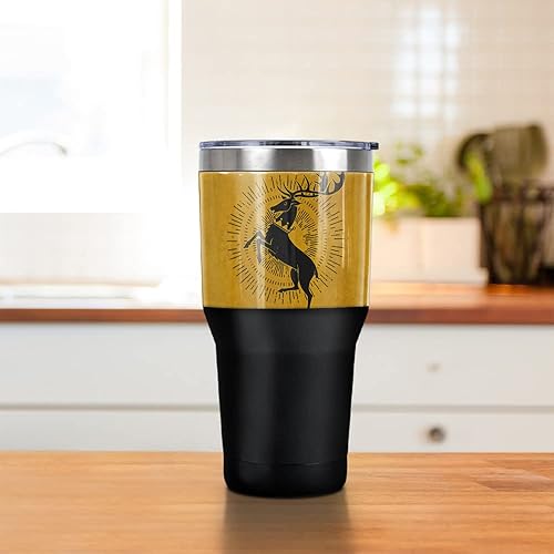 Miniatura 3 de Game of Thrones Baratheon Sigil - Vaso de acero inoxidable de 30 onzas, taza de viaje para café, con aislamiento al vacío y doble pared con tapa