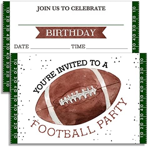 YSTEP Football Birthday Party Invitations, 20 Invite Cards with Envelopes, 4"x6" Sports Birthday Party Invites - A25