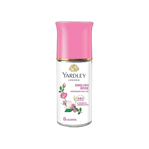 Yardley London English Rose - Desodorante antitranspirante roll-on | Activo de 48 horas | Sin alcohol | 1.7 oz (1.7 fl oz)