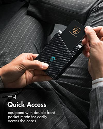 iwantit Airtag Wallet for Men, Genuine Leather Wallet with Stealth Pocket for Airtag,RFID Blocking Wallet with ID Window and Money clip for 14 Cards,Apple Airtag Wallet with Gift Box (Carbon)4