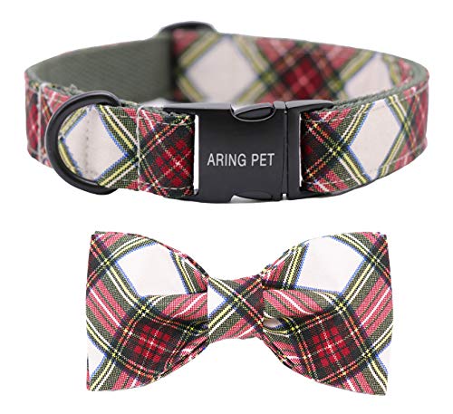 The Plaid Dog Collar 11 ARING PET Dog Collar Bowtie, Dog Collar with Bow, Adjustable ...