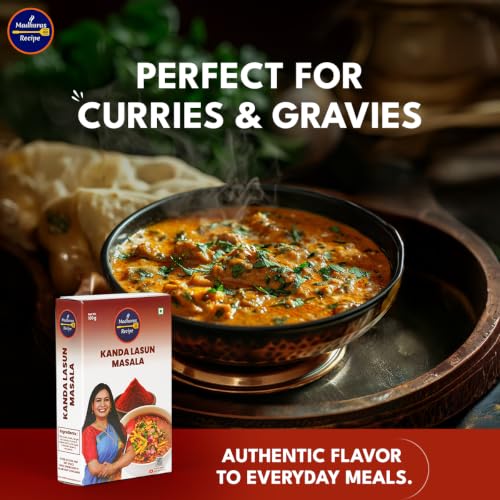 Image of Madhura's Recipe Kanda Lasun Masala | Authentic Maharashtrian Onion Garlic Spice Mix | Perfect for Veg, Chicken, Mutton & Fish Recipes | Pack of 3 x 100g