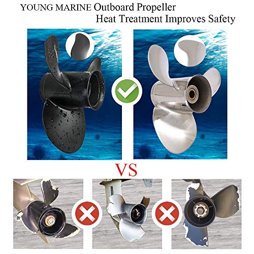 Image of YOUNG MARINE OEM Grade Aluminum Outboard Propeller for MERCURY Engines with 3-1 /4 inch Gearcase 30 /35 /40 /45 /50 /55 /60 /70HP (13 Spline Tooth)