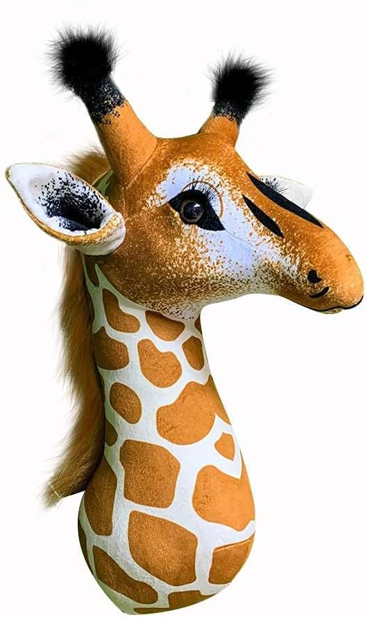 Miniatura 2 de WOKI Animales de peluche de jirafa del bosque de la selva, decoración de pared de jirafa para decoración de habitación de niñas, cabeza de muñeca,