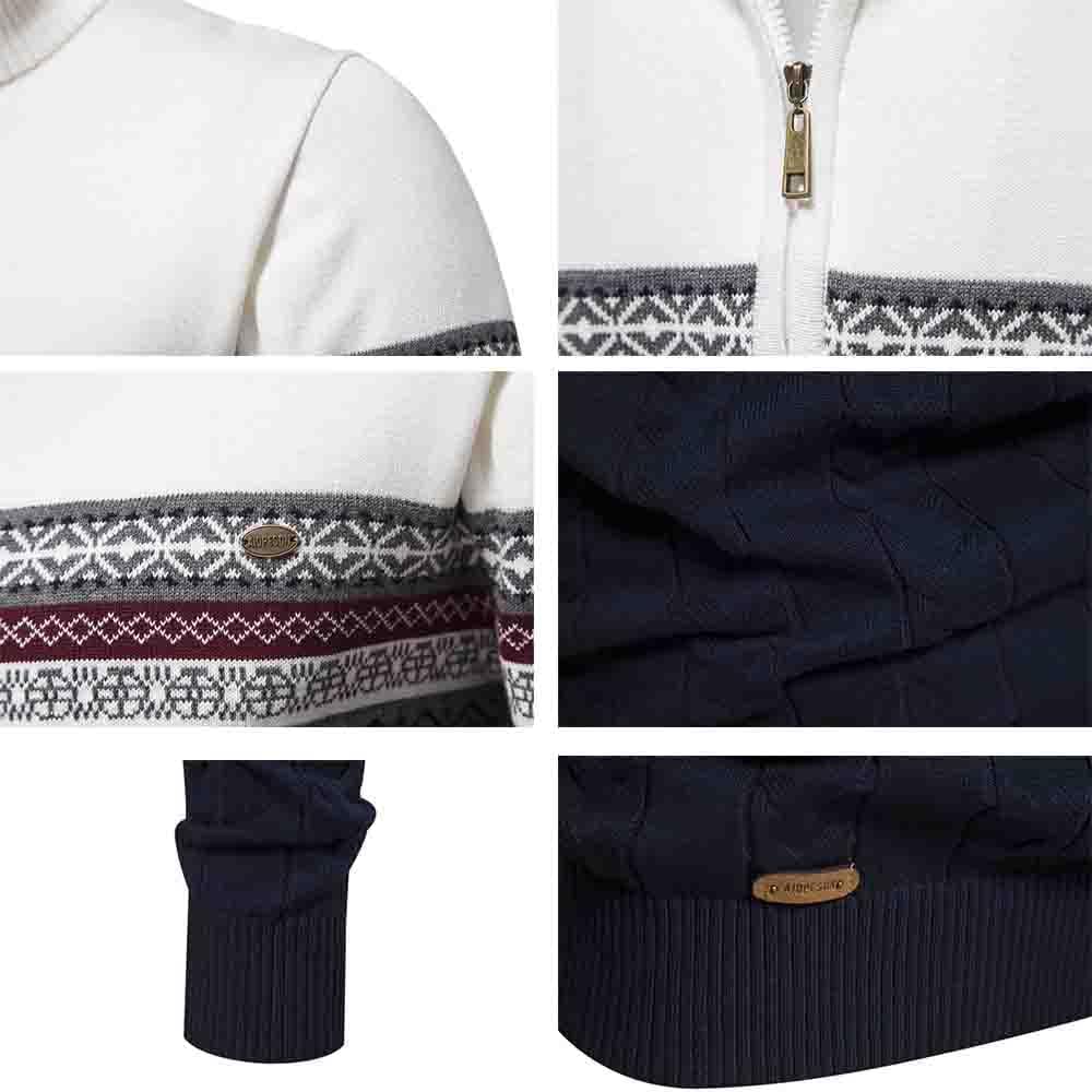 Autumn and Winter Stand up Collar Men's Sweater, Half Zipper Knitted Versatile Quarter Zip Pullover Men - Image 5