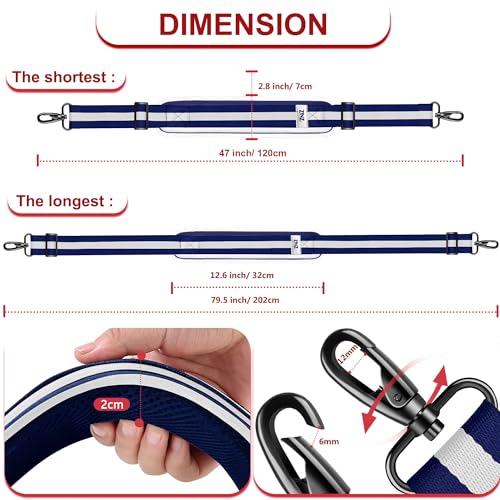 Image of ZINZ 79.5 inch Universal Strap with Ultra-Thick Fixed Breathable Pad - Adjustable Heavy-Duty Shoulder Strap for Laptop, Crossbody, Luggage, Gym, Camera Bag and More - TW01B06