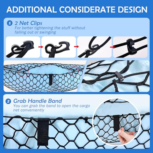 Image of Envelope Style Caro Net for 2015-2020 GMCYukon /Chevy Tahoe /Suburban Accessories, Rear Trunk SUV Mesh Cargo Net, Upgraded 5mm Bungee&Double-Layer Nylon Storage Netting Grocery&Tools Holder Organizer
