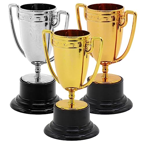 PRETYZOOM Troféus De Plástico Prata Bronze Prêmio Troféu Copos Para Lembrancinhas Adereços Competiçõ