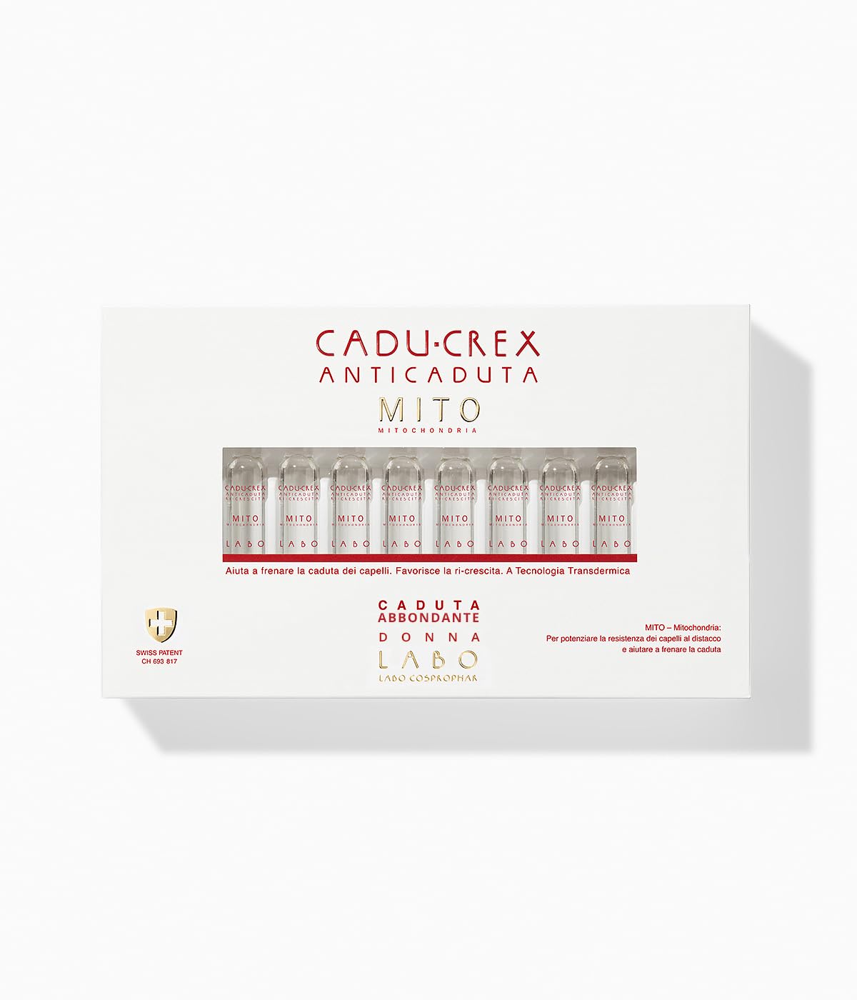 Cadu-Crex Anti-Caduta MITO trattamento anticaduta capelli DONNA (20 FIALE, CADUTA ABBONDANTE)
