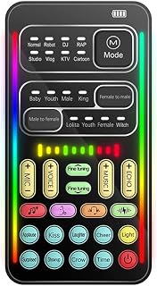 Eacam Voice Changer, Portable Voice Changer Device with 8 Sound Effects&Colorful Light, Mini Handheld Microphone Sound Effects Machine for Phone Laptops Computer Games