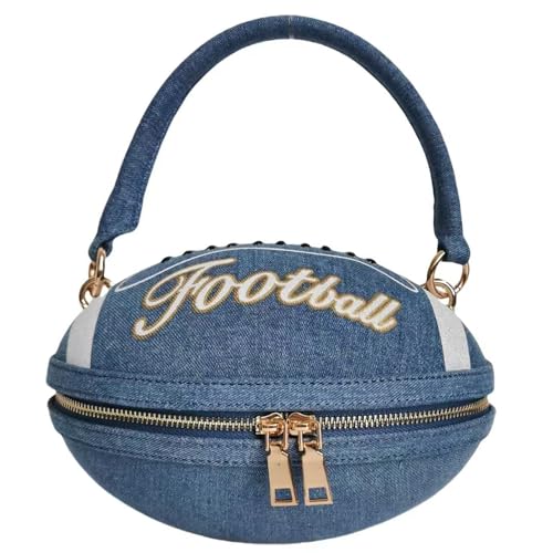 Image of Women Rhinestone Football Shaped Handbag Chain Crossbody Shoulder Bag Football Purse | Rugby, Unique, Novelty, Football