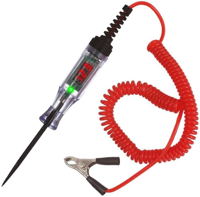 車用回路電圧テスター DC3-120V 検電器 ペン型 コード付 デジタル検電テスター LEDサーキットテス ター 通電確認 電圧 テ ス タ ー 直流電 圧検出 極性判定機能付 路線検出 車用診断ツール 自動車整備 回路テスト 性能テスト機能を備え 車載電気系統点検ツール (1) [並行輸入品]
