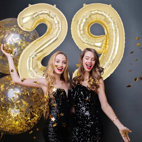 Image of Champagne Gold Large Number 9 Balloon, 40 Inch Light Gold Foil Helium Number Balloons, Giant Mylar Number 9 Balloons for 9 Years Old Birthday Party Anniversary Decorations