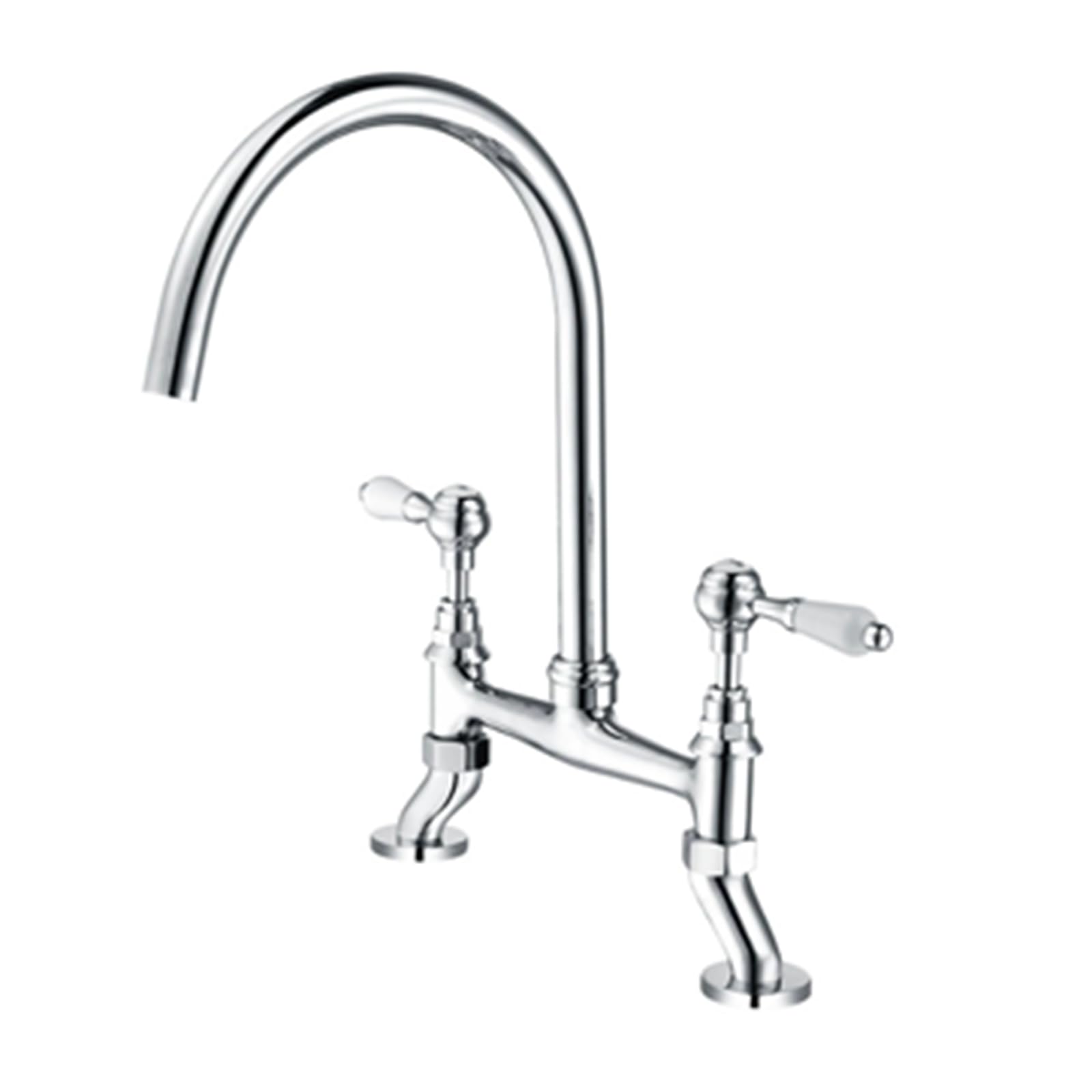 ZYCHSJXA Kitchen Tap Brass Double Hole Bridge Rotatable Taps for Sink Mixer Handle,Chrome-Plated Silver
