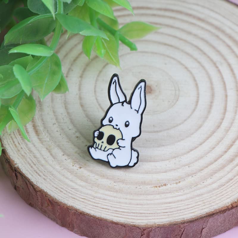 Image of Ximimark 3 PCS Funny Rabbit Lapel Pin Halloween Game Player Cute Animal Brooch Denim Jacket Decoration
