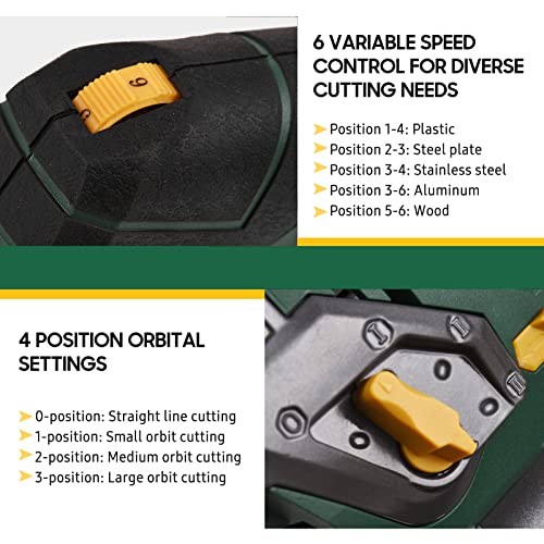 Xixian Jigsaw 6.5 Amp 3000 Spm Jig Saw With 6 Variable Speeds 6 ±45° Bevel Cutting 4 Orbital Settings Pure Copper Motor With Carrying Case #TOP5