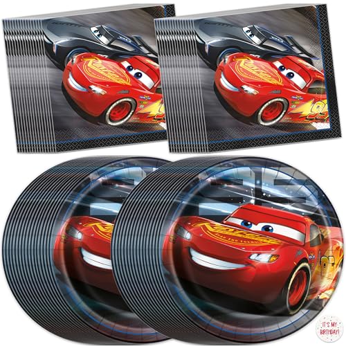 Disney Cars Plates and Napkins for 32 | Lightning McQueen Birthday Decorations | Officially Licensed
