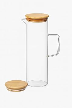 ARVALE Lavino 3 Parça 400 ml Borosilikat Yağlık - Bambu Altlık ve 2 Adet Bambu Kapaklı Cam Yağdanlık