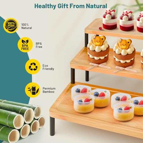 3 Tier Serving Tray Set,17" Serving Tray Stand & Platter Tower Plate for Party Supplies,Reusable Trays for Food Fruit Cookie Afternoon Tea Hosting, Appetizer,Dessert Table Display Set — view 2