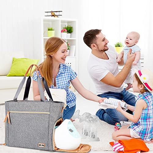 Homlynn Baby Changing Bag, Breast Pump Bag Diaper Tote Bag, Laptop Breast Pump Storage Bag for Working Moms, Fashion Shoulder Bag for Travel, Diaper Bag Gift for Mom, Waterproof