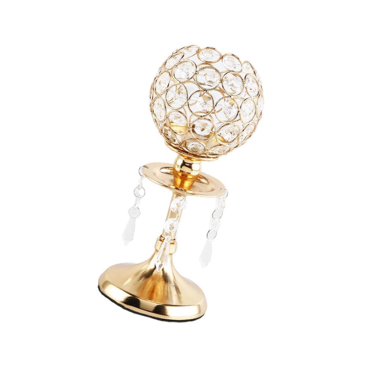 Zambuph Opulent Crystal Candlestick Stand for Pillar Candles Table Centerpiece Decoration Holder, Gold S